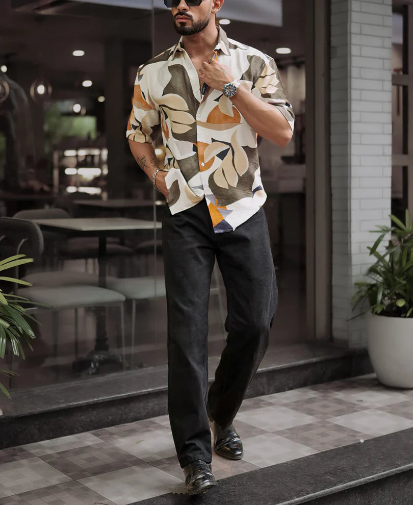 Multi Colour Abstract Print Oversized Half Sleeves Shirt