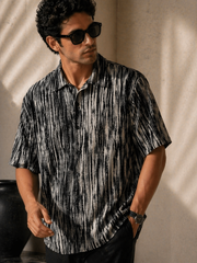 Abstract Drift Boxy Shirt – Black & Stone